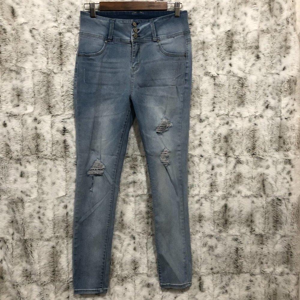 WALLFLOWER SASSY HIGHRISE STRETCH WOMEN BLUE SKINNY JEANS Size 28 inch waist